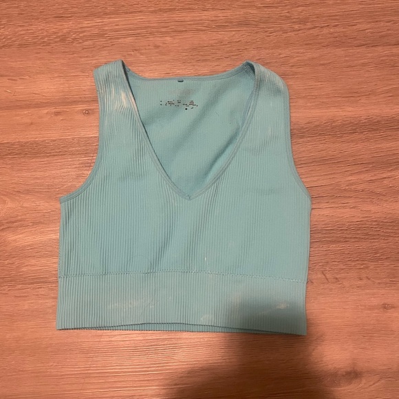 Garage Stella Plunge Tank Top, Turquoise Size small - Picture 2 of 3